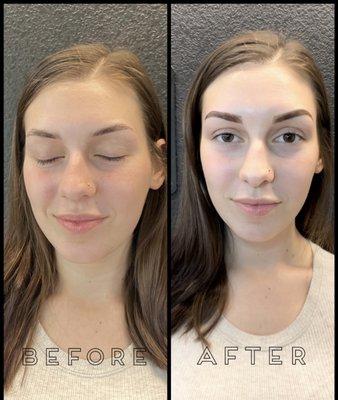 Ombre powder brows. My client was tired of filling in her brows everyday and needed a permanent solution.