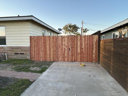 Beautiful redwood fence build in Garden Grove!