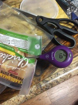 Chicken that had been sitting in a box for 4 days total and well beyond safe cooking temp.