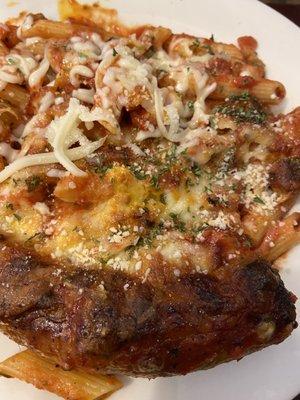 Mostaciolli with meat sauce and sausage.