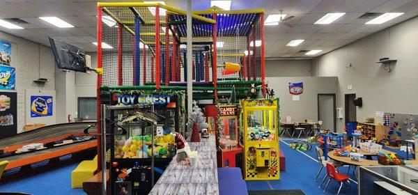 Slot-car racing, play structure, toy area