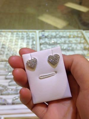 Heart shaped diamond earrings