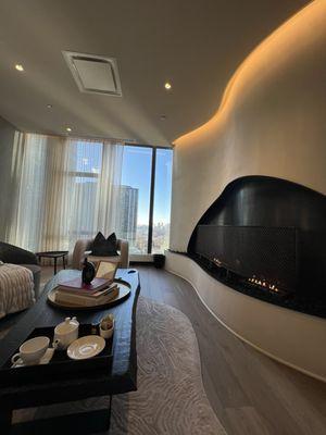 Lounge area with fireplace