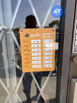 Store hours as you can see there not open you can see the gate