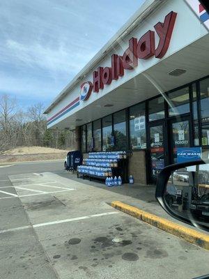 The entrance with the park on the other side of the road