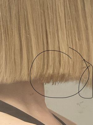 Hard to show but random long pieces and then it goes up and down like a scoop was removed.