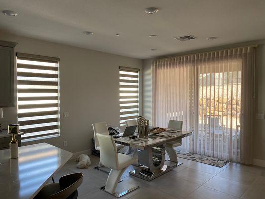 Dreamhouse LLC recently completed a project of beautiful Dual Shades paired with a SmartDrape and Rollers on Lake Oasis St in Lake Las Vegas
