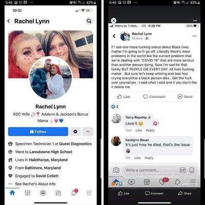 Totally disgusted with these 2 employees of Quest diagnostics. Both of them need to suffer the consequences of their rude and disrespect.