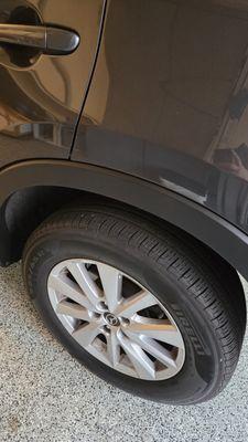 Fixed back wheel well and bumper where I was hit.