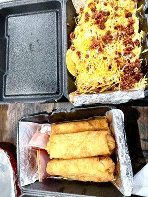 Egg rolls and nachos