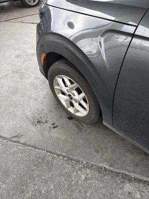 Tire they replaced. I think they might of fixed the rim too.