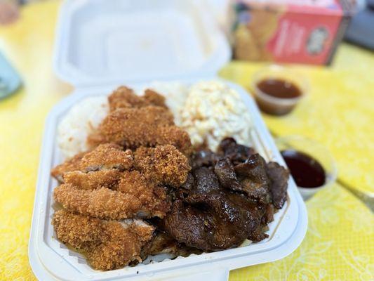 Chicken Katsu & BBQ Mix Combo Plate