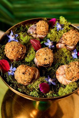 Escargot Poppers with garlic herb crème fraîche
