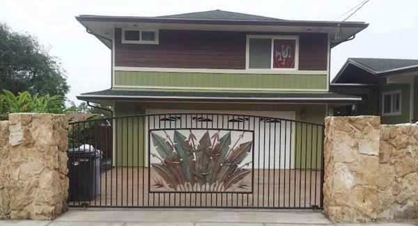 Custom design aluminum sliding gate, with K-2 Viking Gate Operator and accessory install.