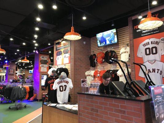 Interior of San Francisco Giants Dugout at Fisherman’s Wharf in San Francisco.