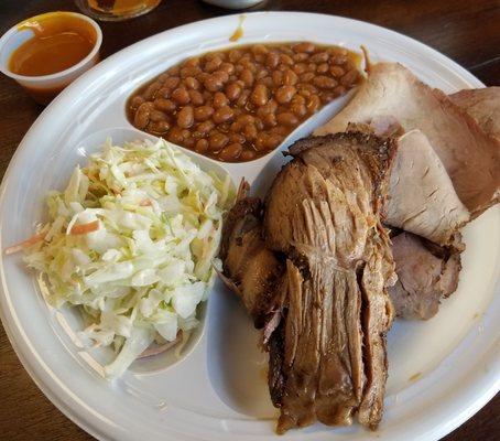 Very mild, very moist and tasty Two-Meat, Two-Side Combo.