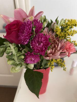 Beautiful flowers in our room.