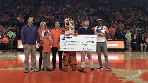 Presenting the Drain the Putt winner with their $10,000 check in Clemson, SC at Littlejohn.