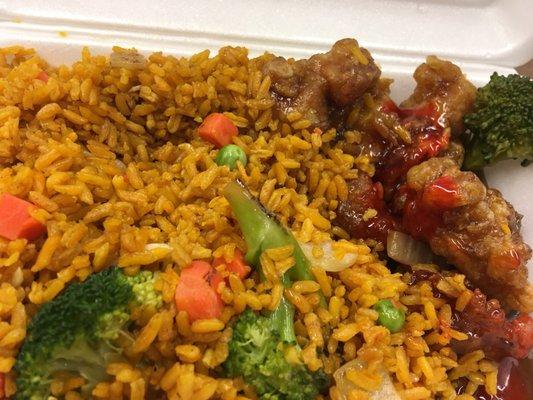 General Tsos with Vegetable fried rice