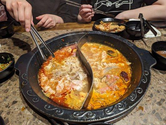 Broth loaded and cooking