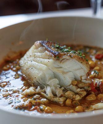 Wood-roasted halibut