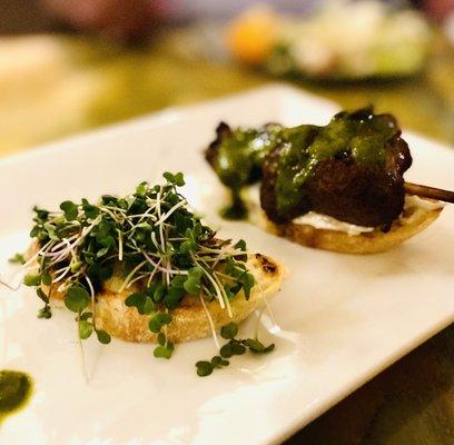 Pincho is very tender, Chimichurri sauce is sublime Get it :)...