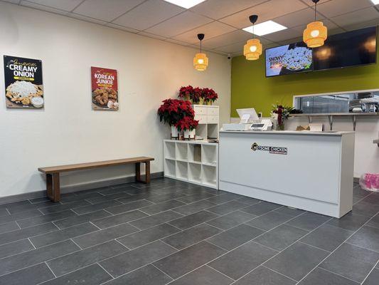 Small little establishment with limited seating: two small tables with 2 chairs each.