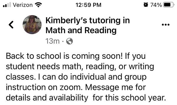 Kimberly’s Tutoring