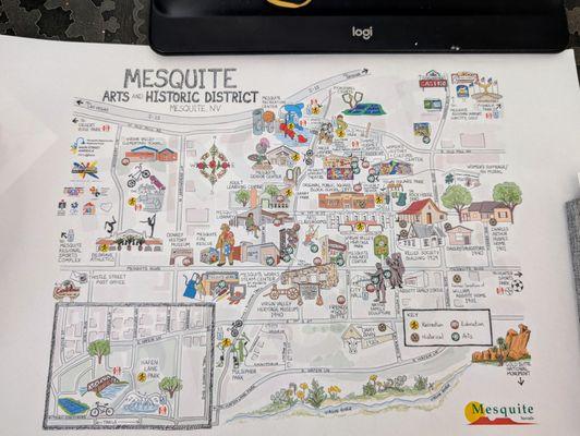 This is a map that we are doing for the Arts and Hustory district in Mesquite Nevada.We are looking to have it be a tri-fold or a quad fold.