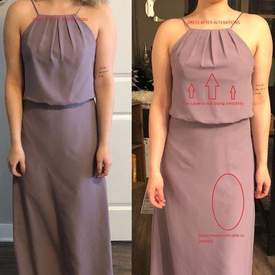 Before and After of the alterations and fit changes