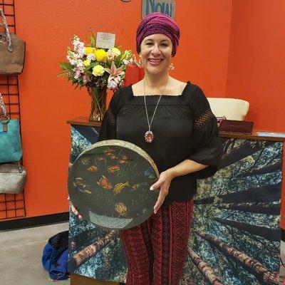 Michelle of Mystic Topaz Sound Healing graced All Together Now with her gift on opening day.