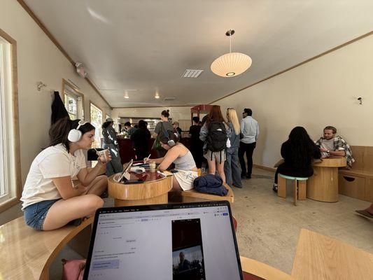 Indoor seating and service counter