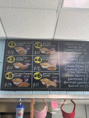 Concession stand menu