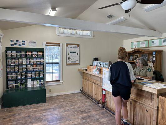 Visitor center with friendly Ms. Juarez behind counter 1/2025