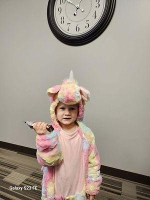 We had a trick-or-treater Today. Ty's 3 year old, Kennedy stopped by for candy!