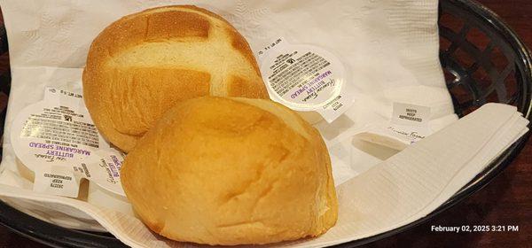 Warm buns with soft butter