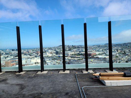 Rooftop view during building tour in early July 2021