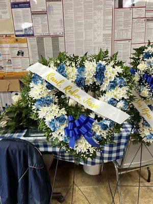 Blue and white heart shape wreath