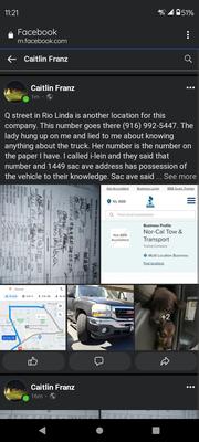 I'm looking for my illegally sold pickup truck !! NorCal Tow at 1449 Sacramento street. Same owner for car lot and tow yard! Dirty AF!!