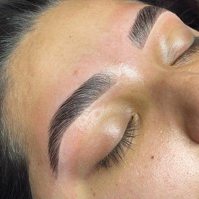 Brow lamination with hybrid dye