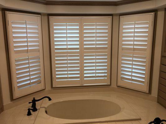 Need some stylish privacy? Bathrooms are a place no one thinks about shutters going in. What do you think?