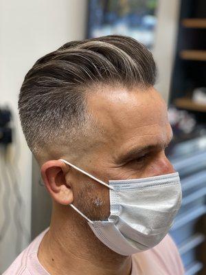 Pompadour & Bald fade by Julie.