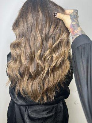 Brunette balayage including a dry cut as well as a gloss treatment!