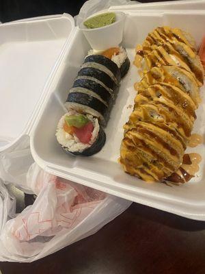 13. Crunch Crab Roll and C14. Shiny Salmon Roll