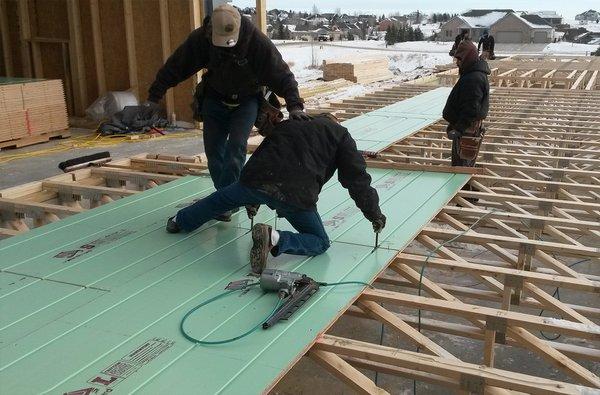 Our Warmboard-S product is an 1 1/8" structural subfloor and radiant panel that installs directly over joist in new construction.
