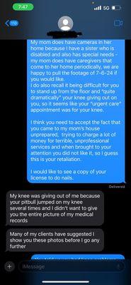 Pt 2 of my response to her after she sent me pics of her arm and knee xray order 3 weeks after the appt.
