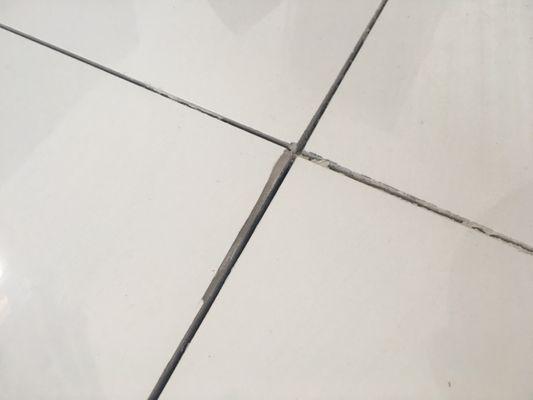 See the chips caused by the diamond slicer and uneven joints