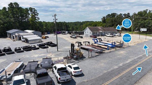 Over 400 New and Used Trailers and New Truck Beds for Sale!  We accept trade-ins, we do financing, we do parts, service, and DMV work!