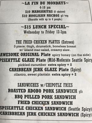 Margarita Mondays: $10 House Fermented Margaritas and $10 Hooligan Nachos! And $15 Lunch Specials Wednesday to Friday!