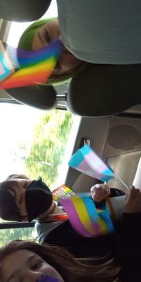 The one in the back is me hanging out with some of my friends after a pride parade.